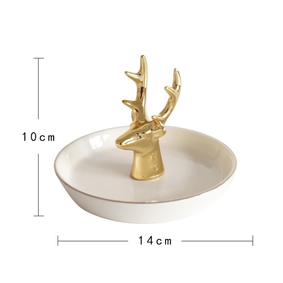 Deer Ring Display Holder Mini Trinket Tray Jewelry Ceramic Dish Pendant Case mom - Picture 17 of 17